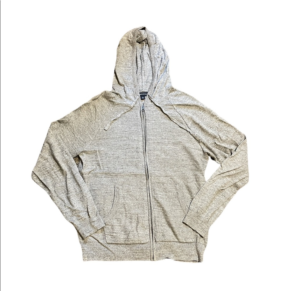 Men’s JCrew Jeans Lightweight Knit Heather Gray Zip-Up Hoodie Size M